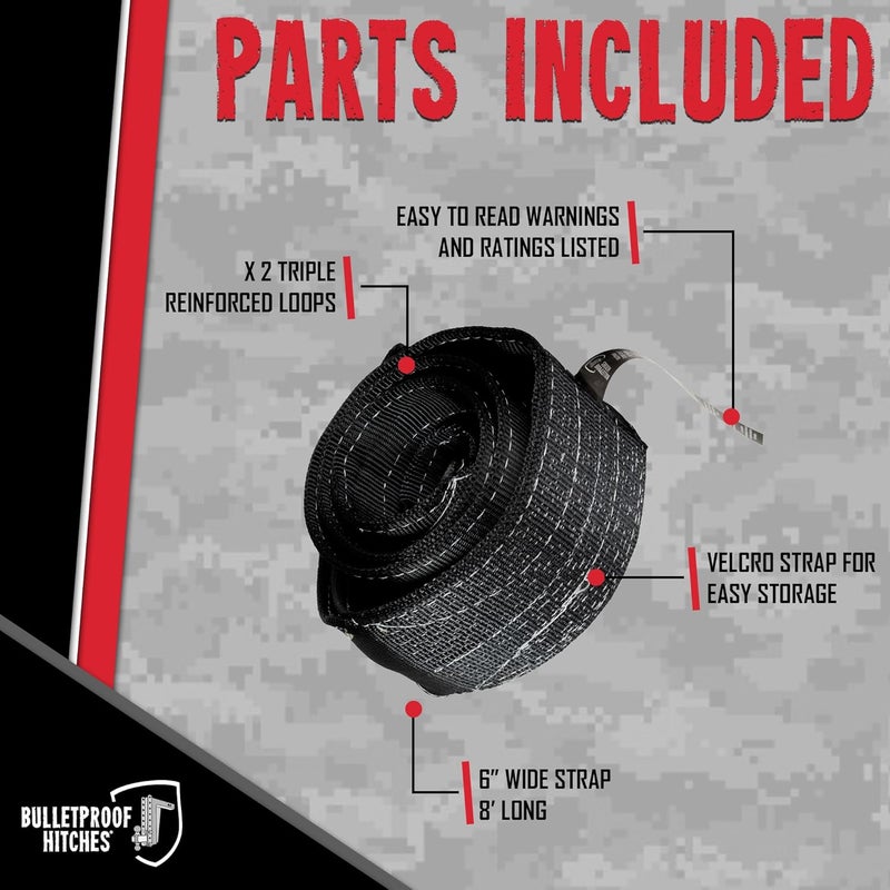 BulletProof Hitches - 6" x 8' Tree Saver Tow Strap - Winch Tree Saver Strap - 100,000 lbs Breaking Strength - Offroad Recovery for RVs, Heavy Equipment, Overland Rigs - Towing Winch Recovery Straps - Image 5
